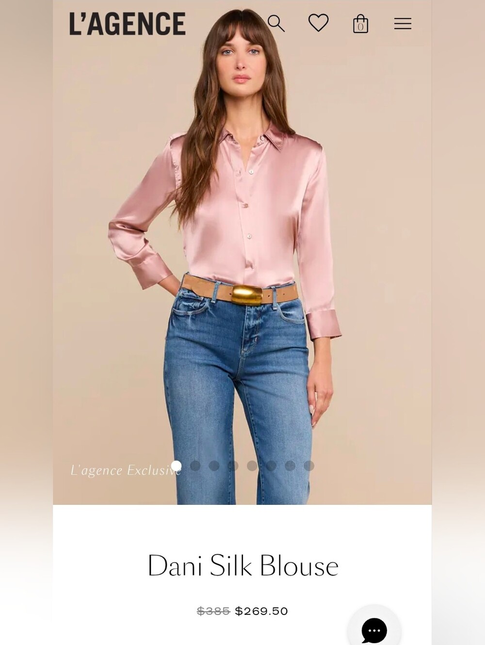 L'AGENCE Dani Silk Blouse - Dirty Rose Color - SMALL